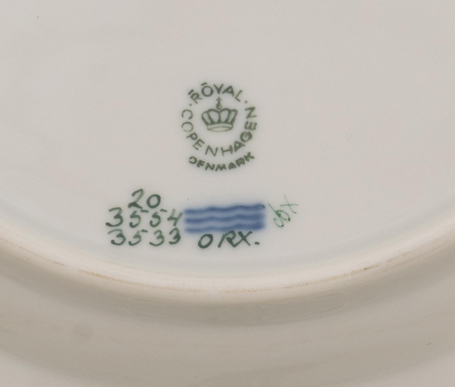 A Set of Eight Royal Copenhagen Flora Danica Reticulated Luncheon Plates