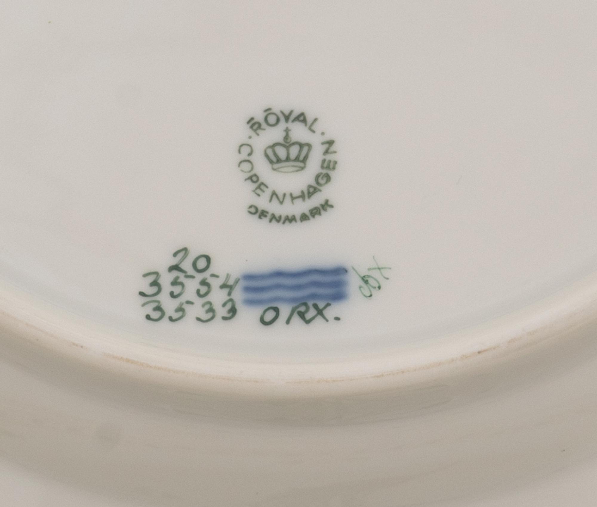 A Set of Eight Royal Copenhagen Flora Danica Reticulated Luncheon Plates