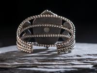 Silver Twisted Wire Cuff Bracelet, with Turquoise