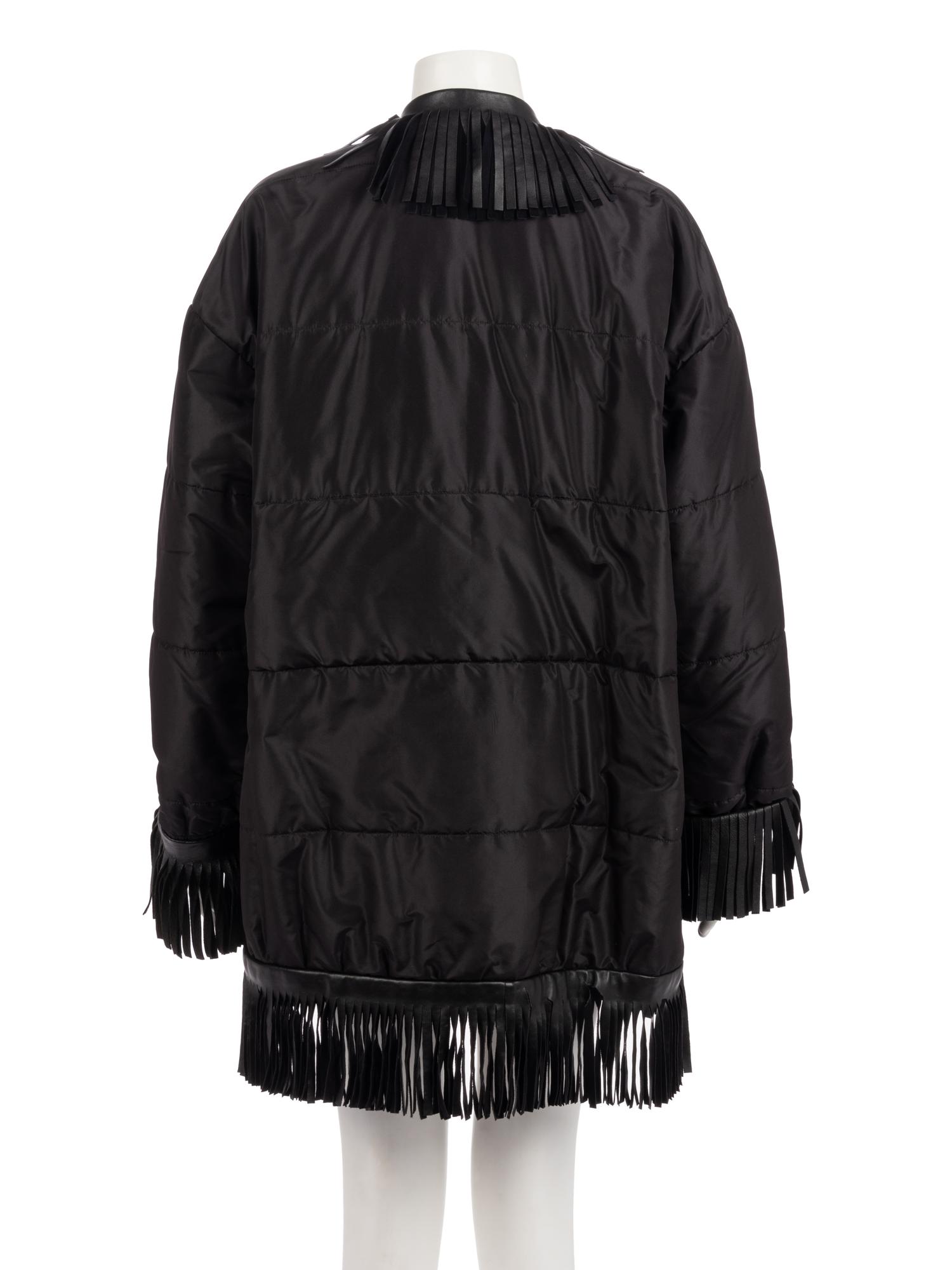 Saint Laurent Rive Gauche Black Quilted Jacket with Fringe, 2000s
