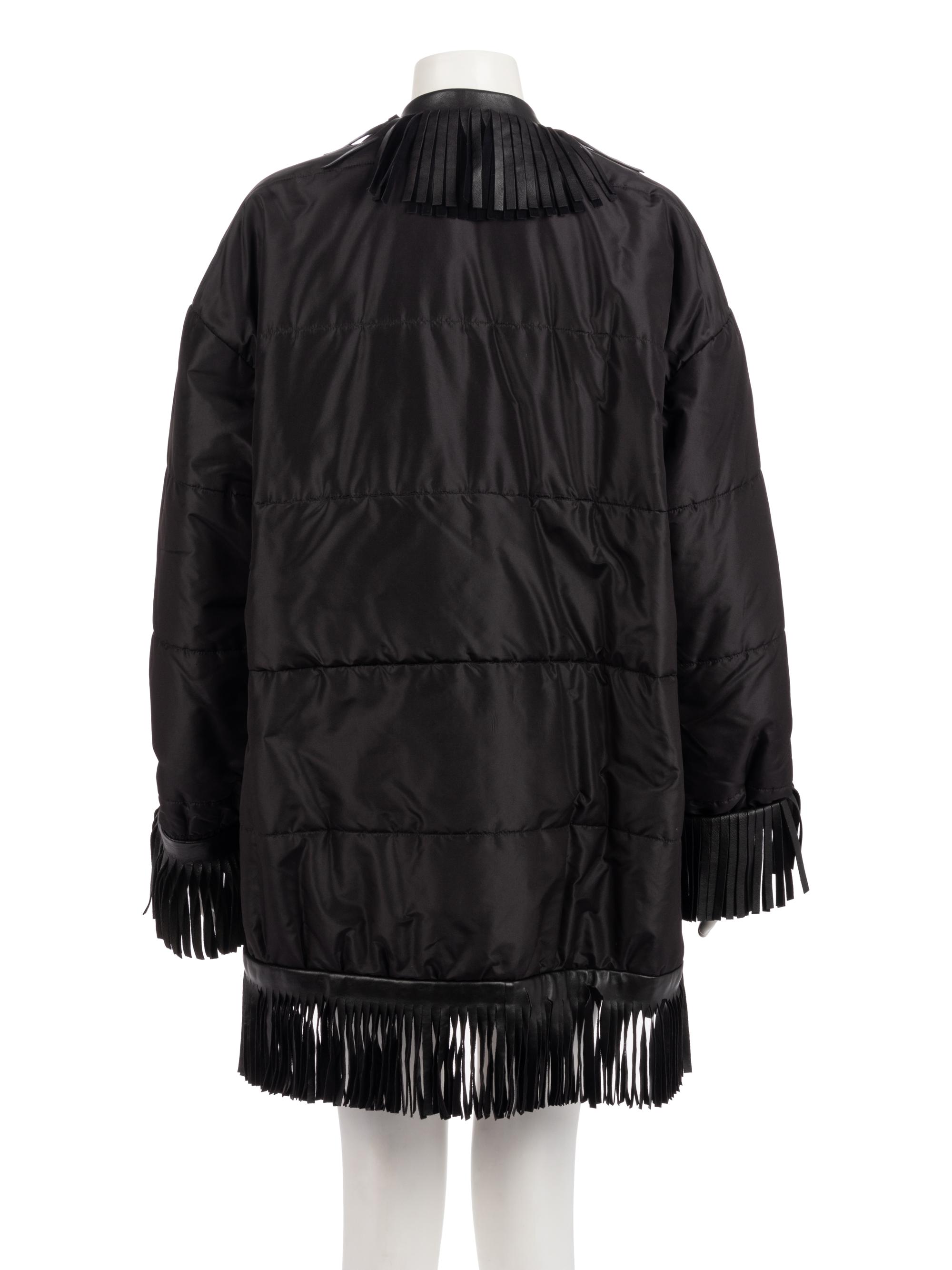 Saint Laurent Rive Gauche Black Quilted Jacket with Fringe, 2000s