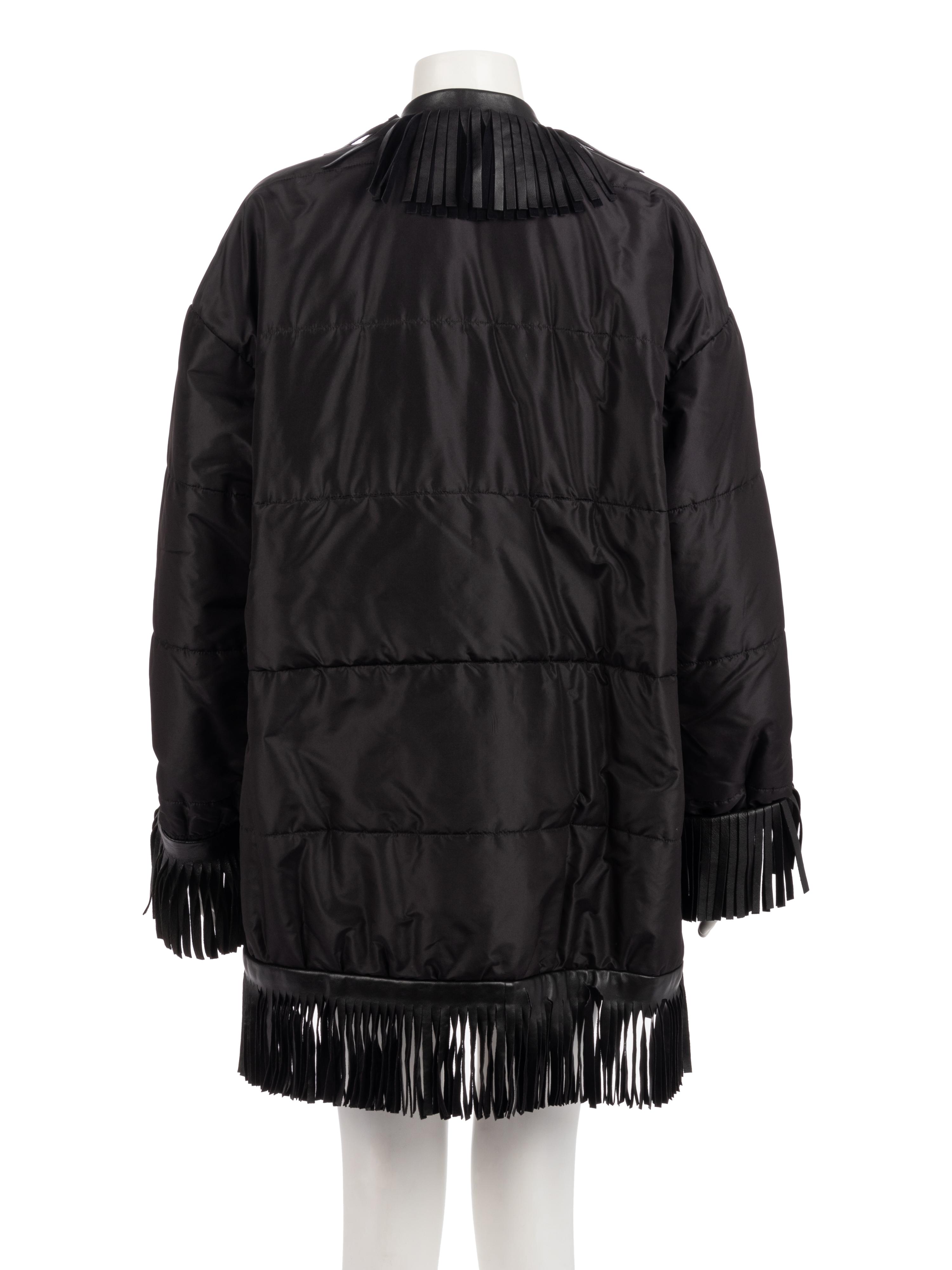 Saint Laurent Rive Gauche Black Quilted Jacket with Fringe, 2000s