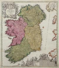 Two Hand-Colored Engravings Depicting Maps of Ireland