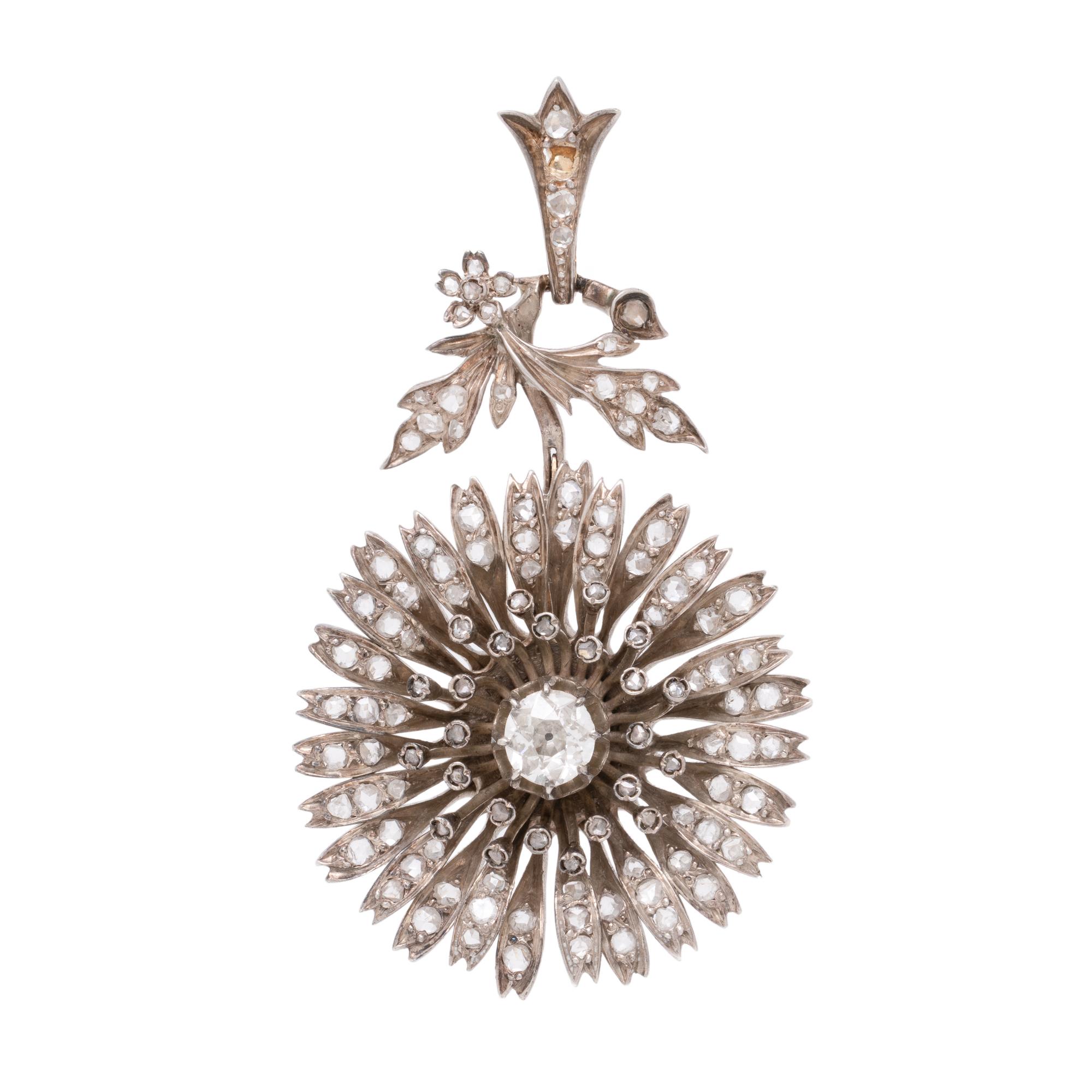 Antique, Diamond Flower Pendant