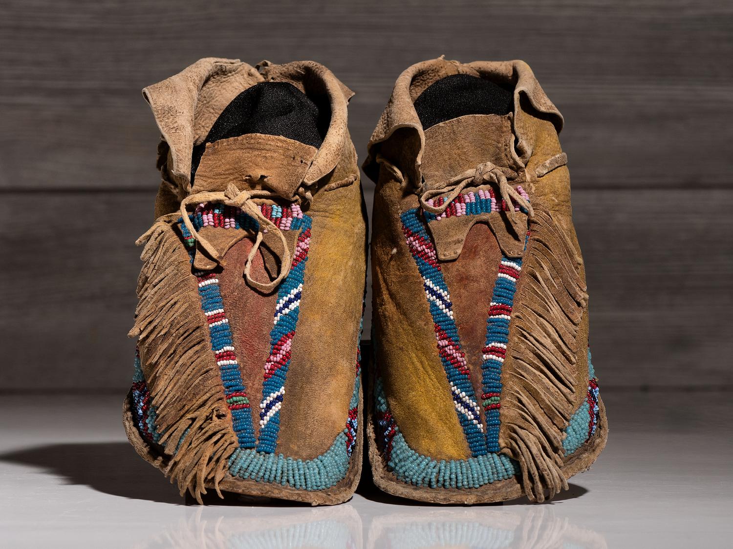 Kiowa Beaded Hide Moccasins