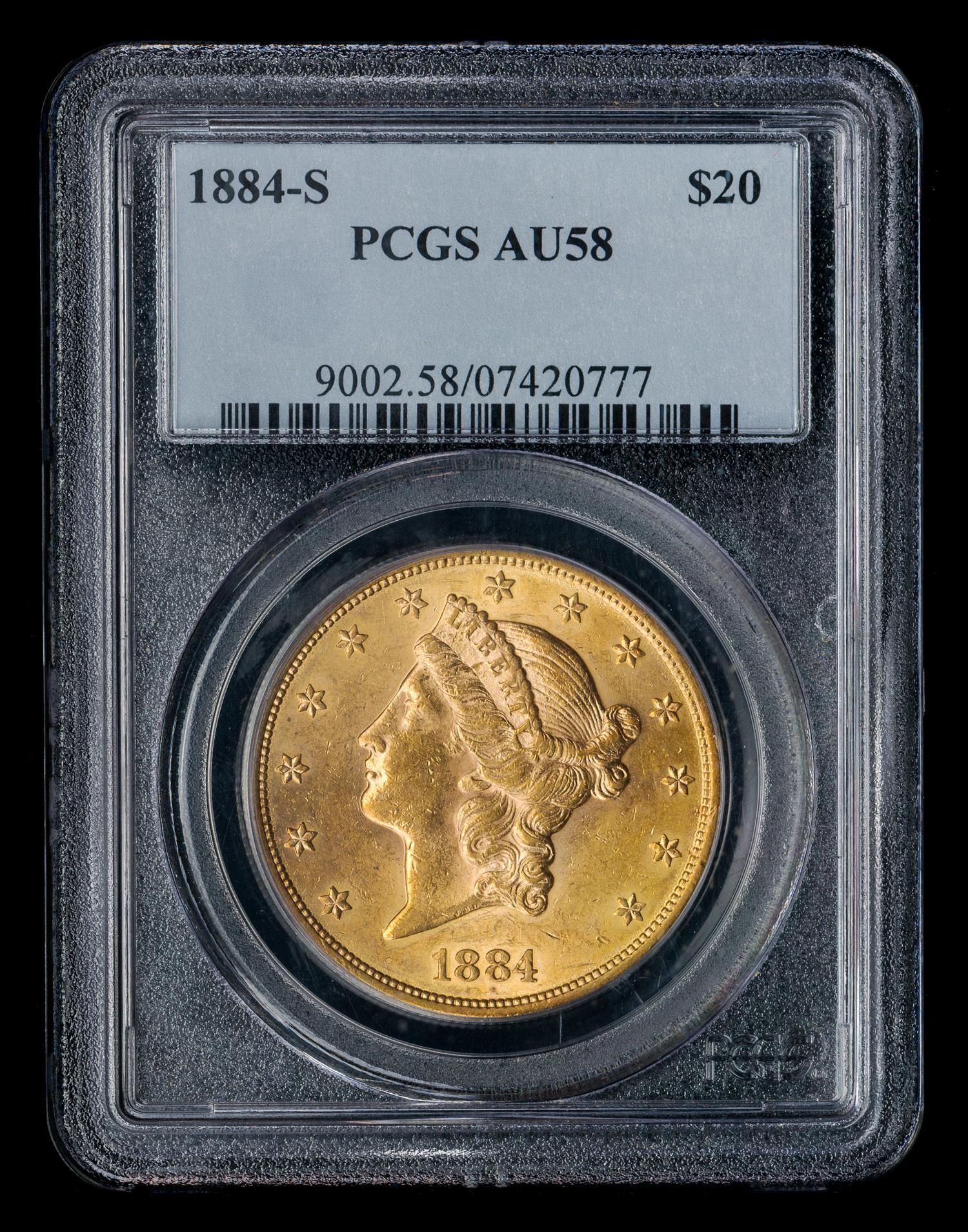 A United States 1884-S Liberty Head $20 Gold Coin