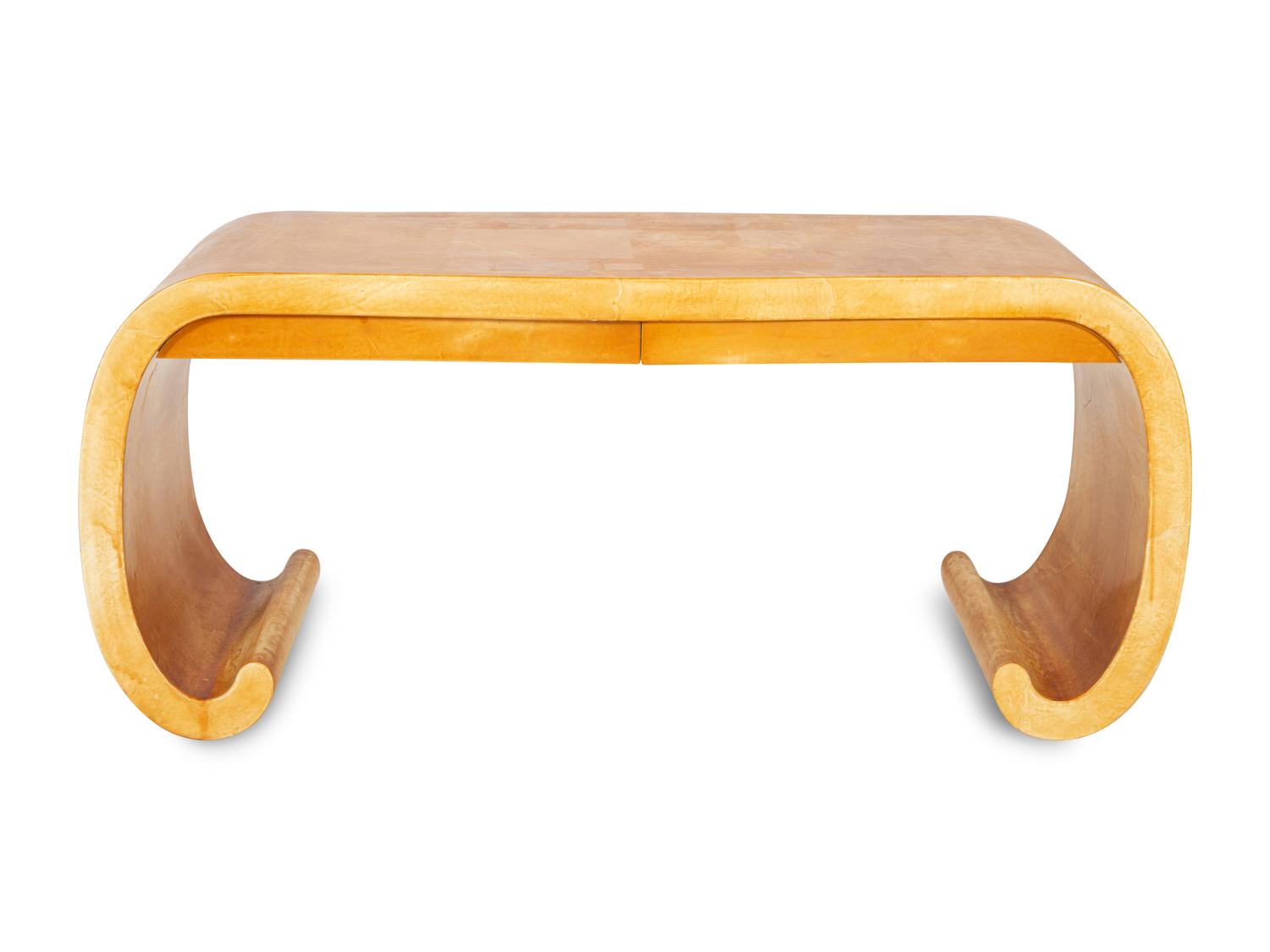 A Faux Goatskin Desk in the Manner of Karl Springer