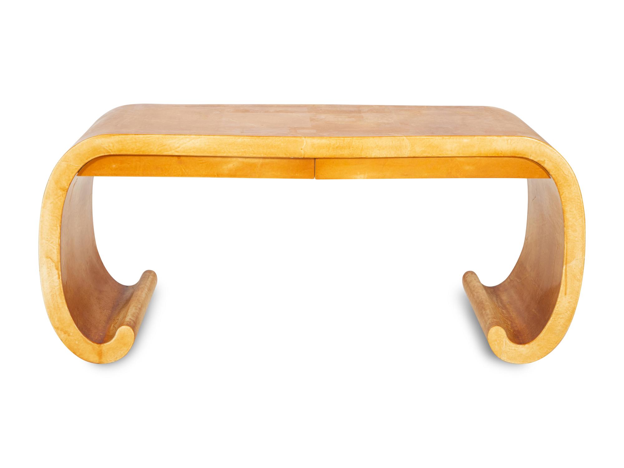 A Faux Goatskin Desk in the Manner of Karl Springer