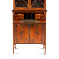 An Edwardian Painted Satinwood Bureau Bookcase