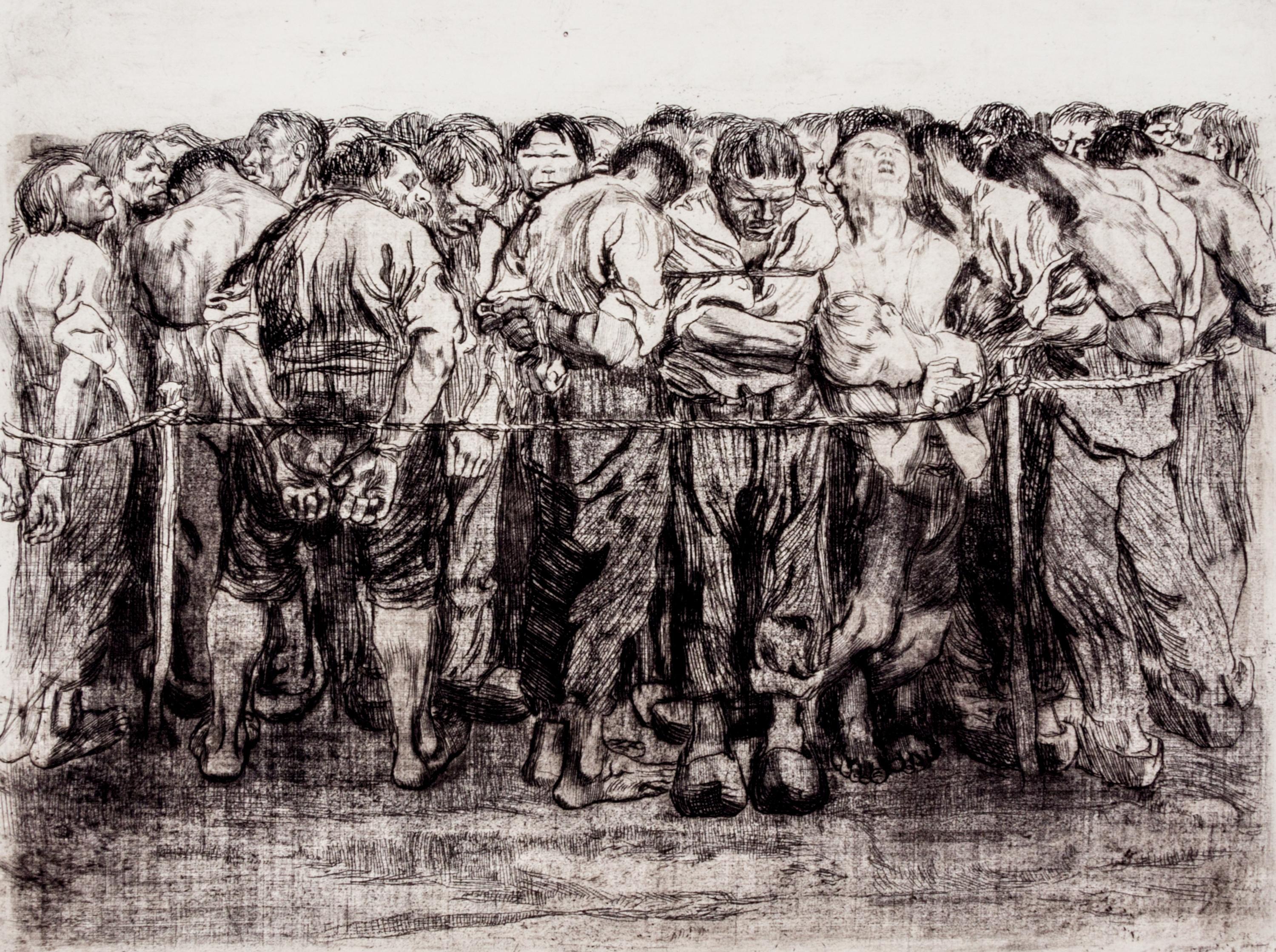 Kathe Kollwitz, (German, 1867-1945), Die Gefangenen (pl. 7 from Bauernkrieg), 1908