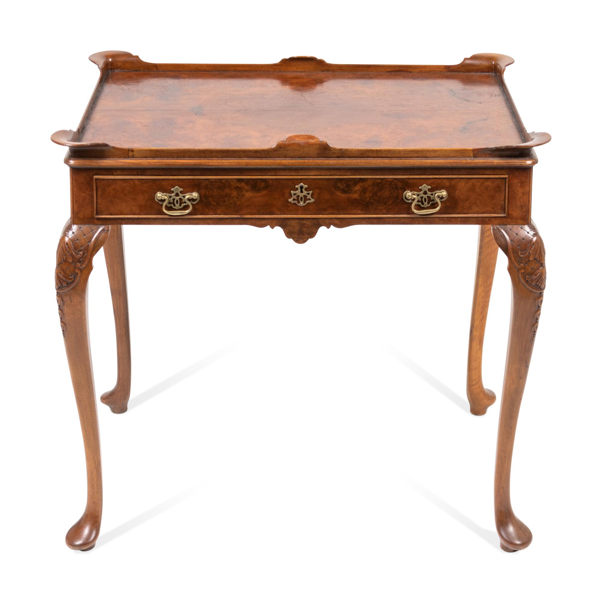 A Queen Anne Style Burlwood Side Table
