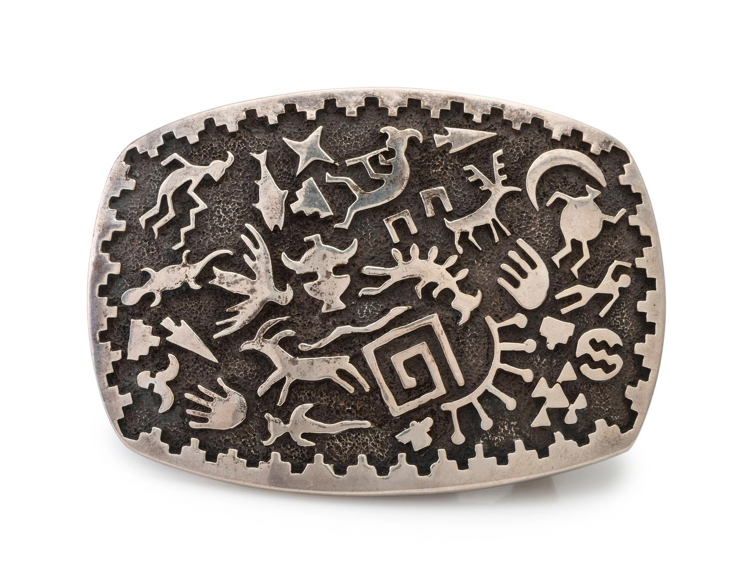 Silver Petroglyph Belt Buckle