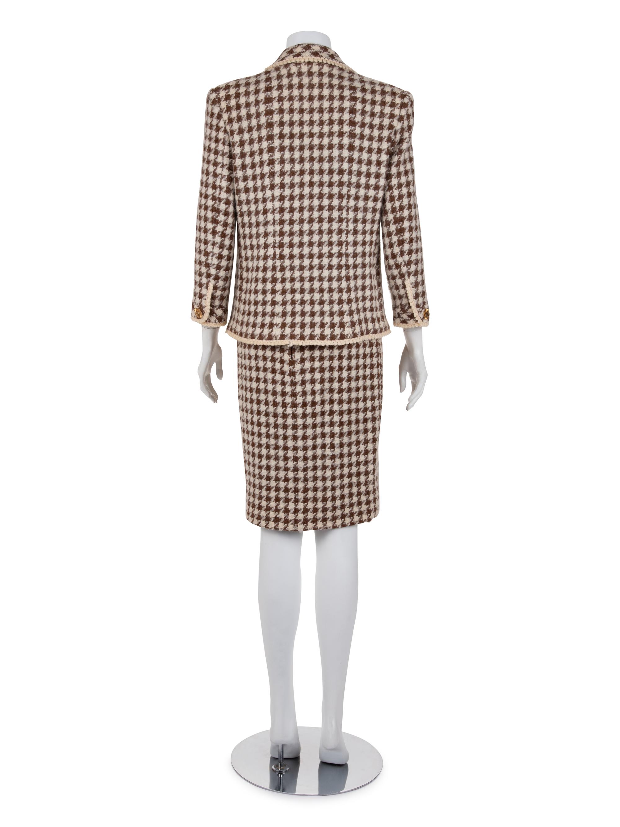 Chanel Two-Piece Houndstooth Skirt Suit, 1990s