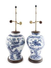 Two Chinese Export Blue and White Porcelain Jars