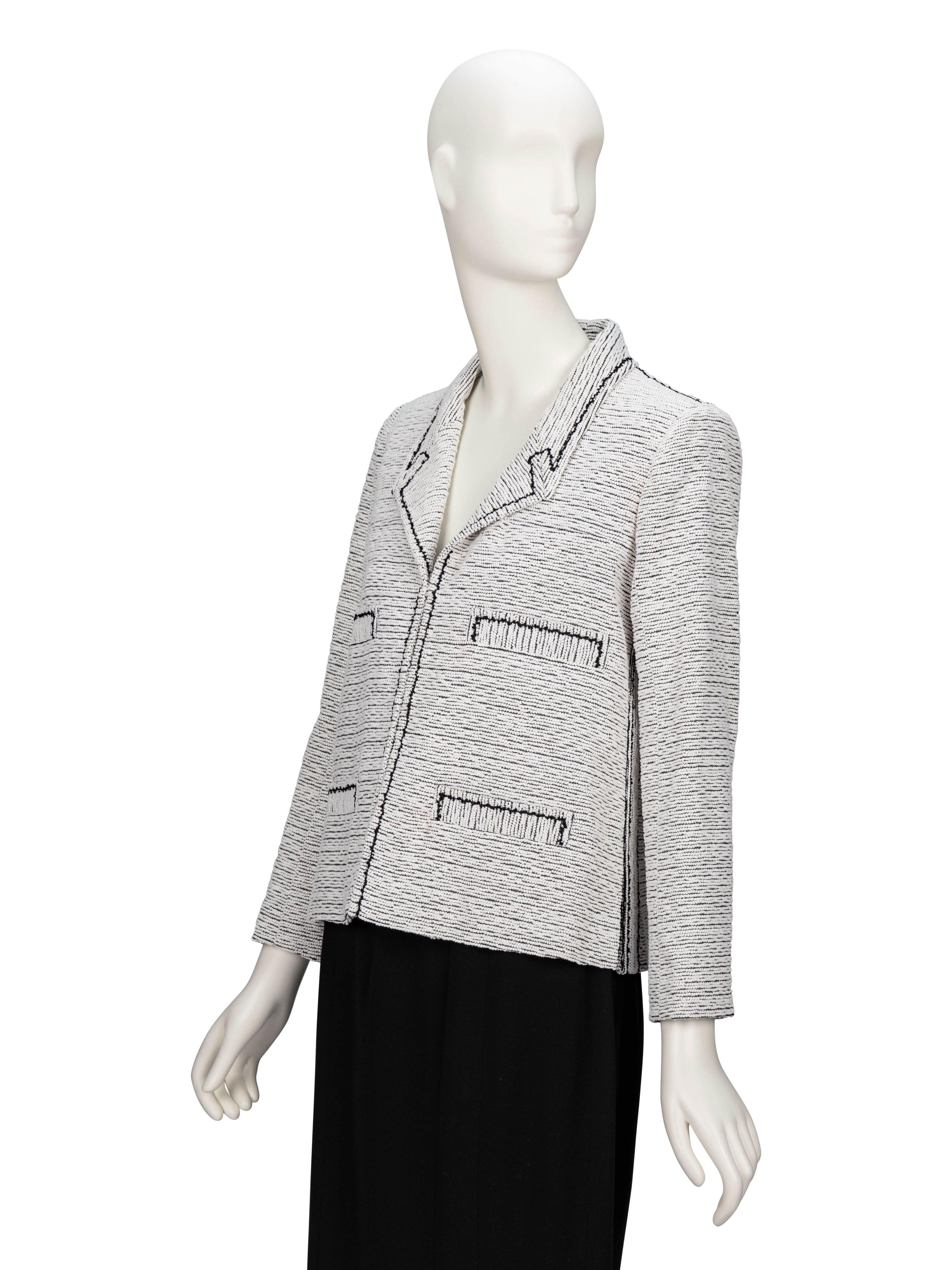 Chanel, White & Black Bouclé Tweed Jacket