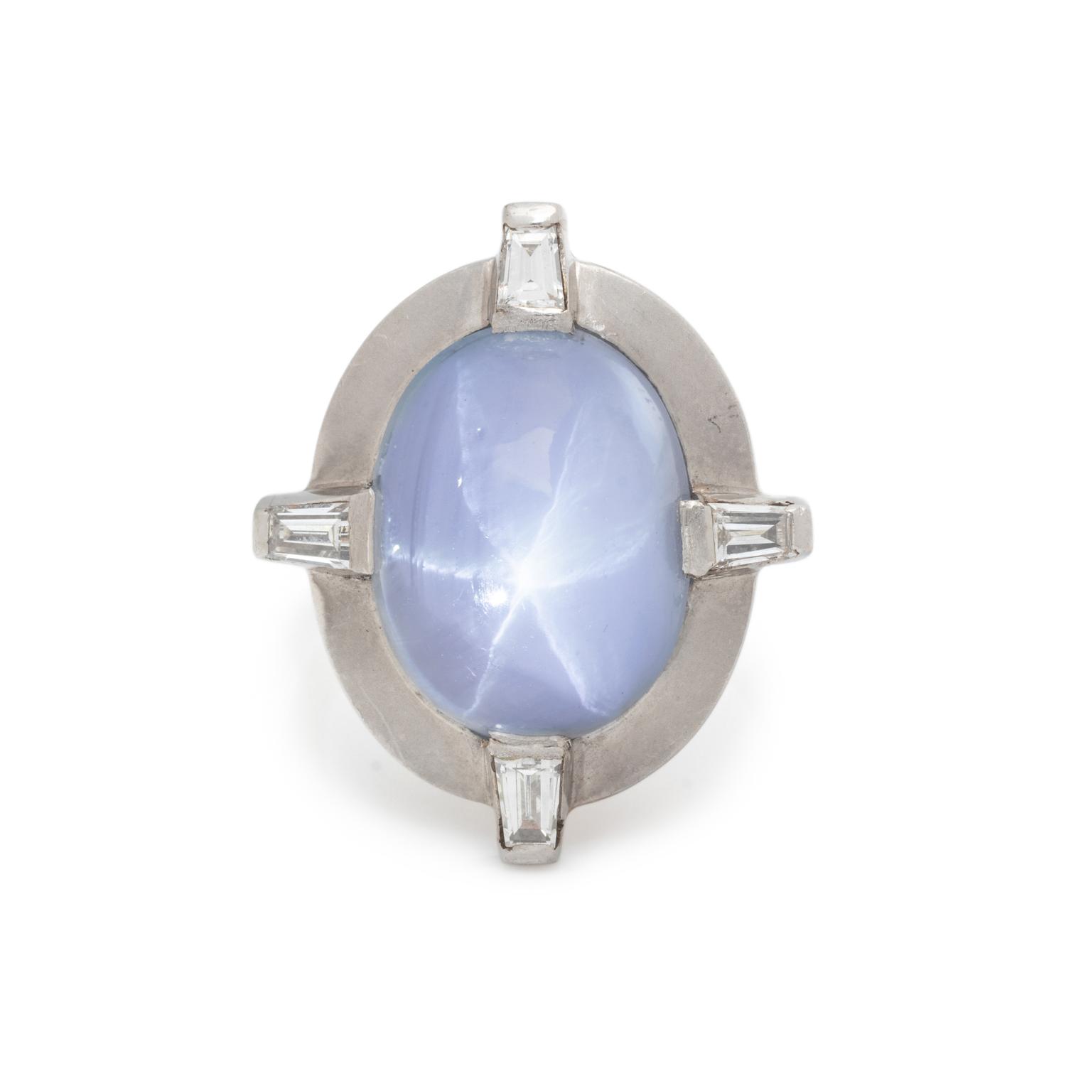 STAR SAPPHIRE AND DIAMOND RING