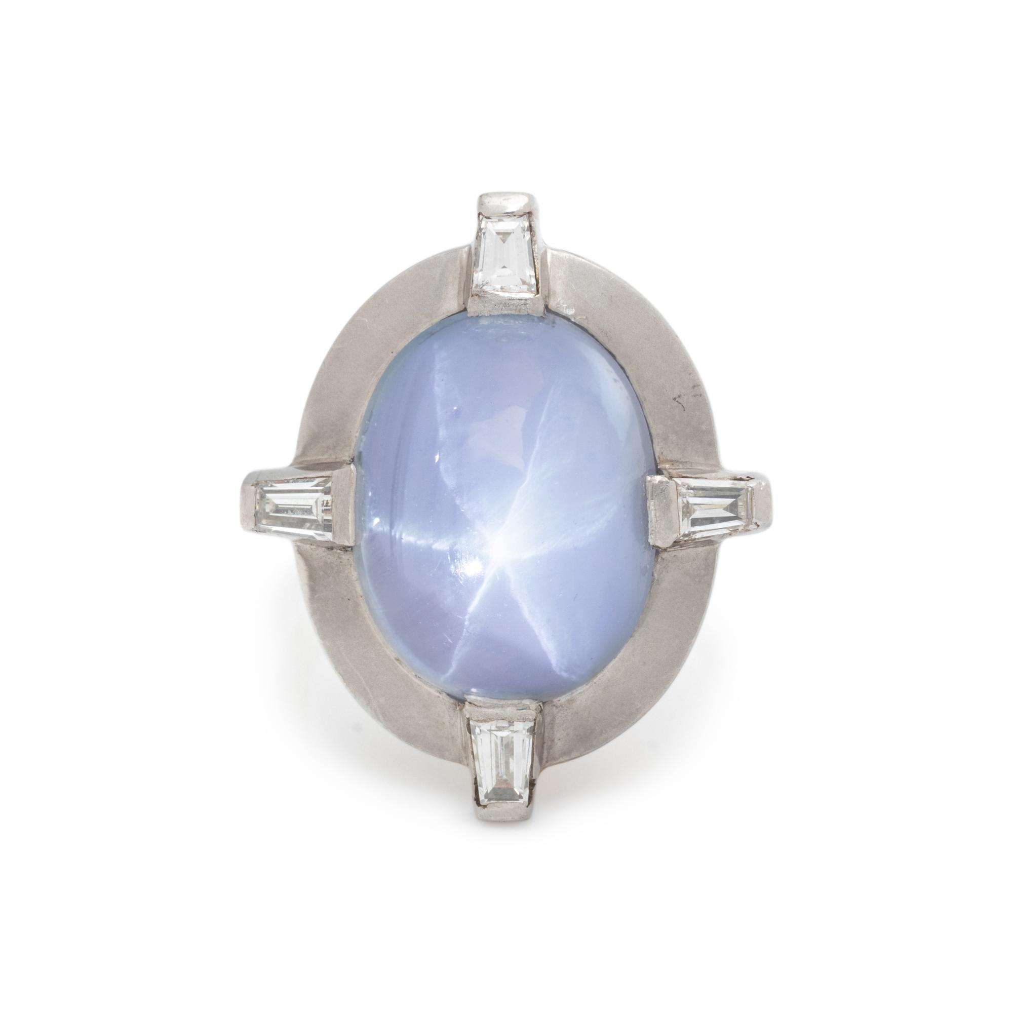 STAR SAPPHIRE AND DIAMOND RING