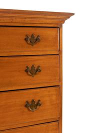 A Queen Anne Fan-Carved Cherrywood Flat-Top High Chest