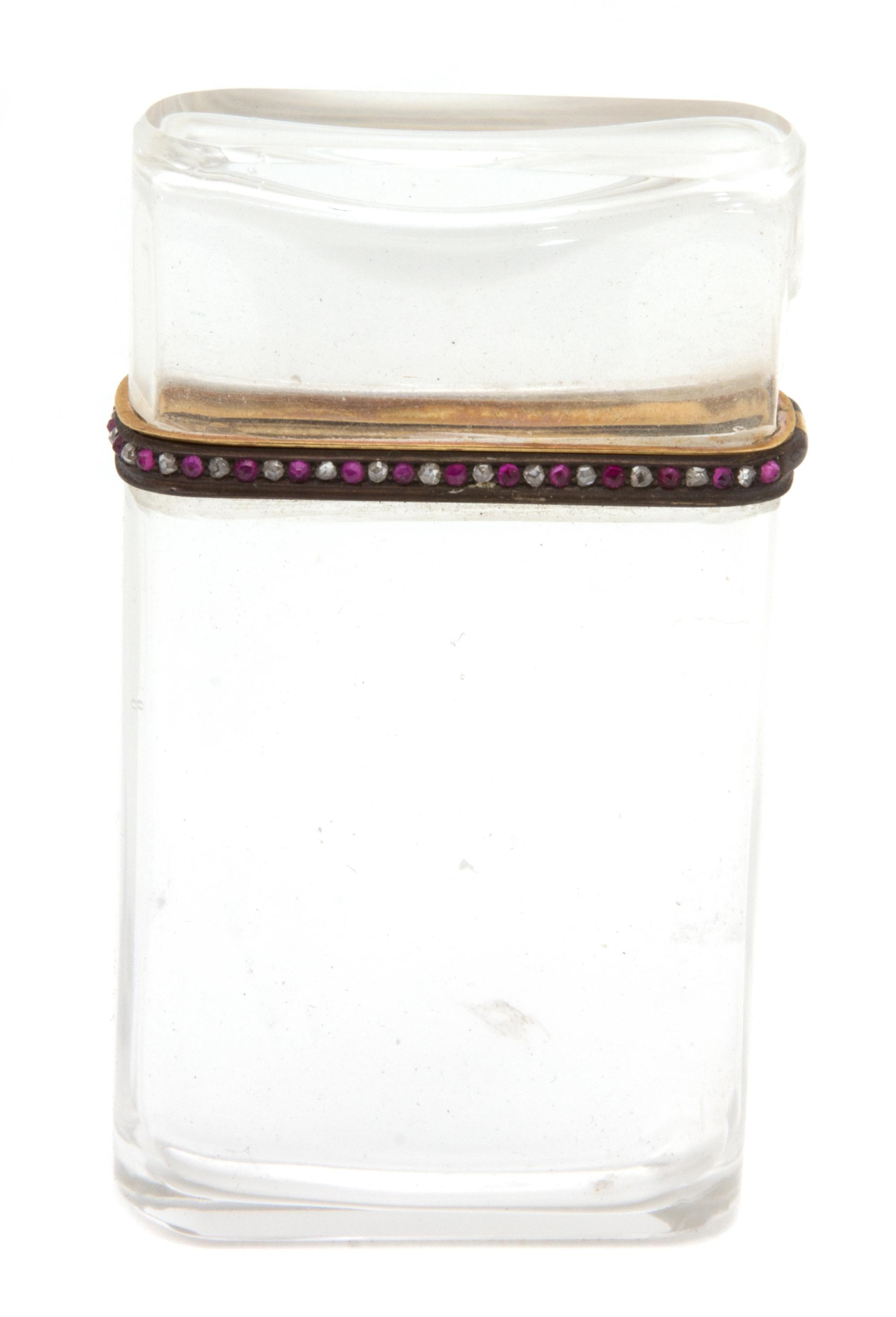 A Rock Crystal, Gilt Silver and Jewel Mounted Cigarette Case Height 3 1/4 inches. — KARL FABERGE, MOSCOW, 1872