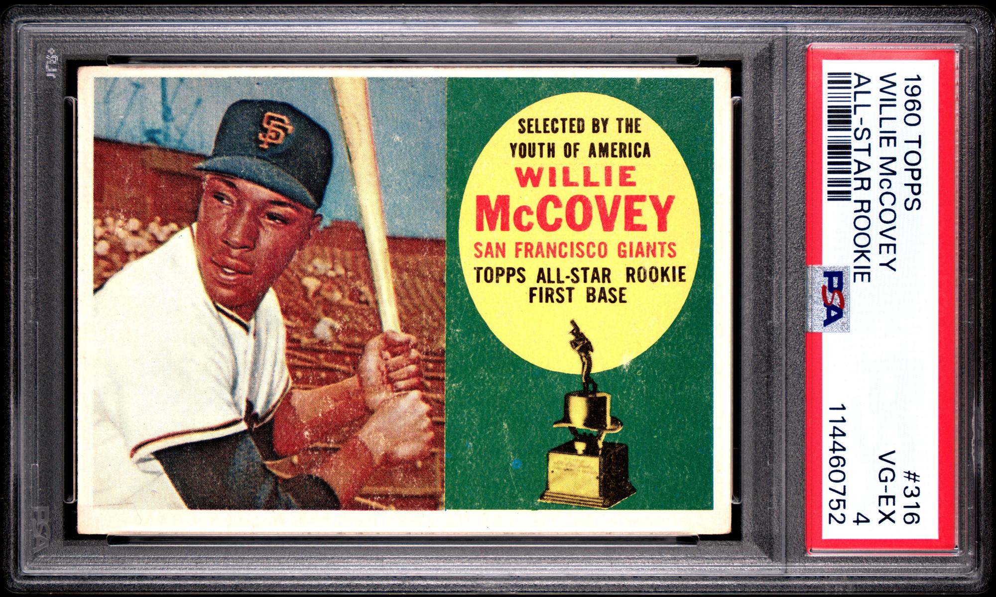 A 1960 Topps Willie McCovey Baseball Rookie Card No. 316 (PSA 4 VG-EX)