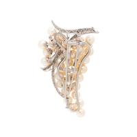 CULTURED PEARL AND DIAMOND BROOCH