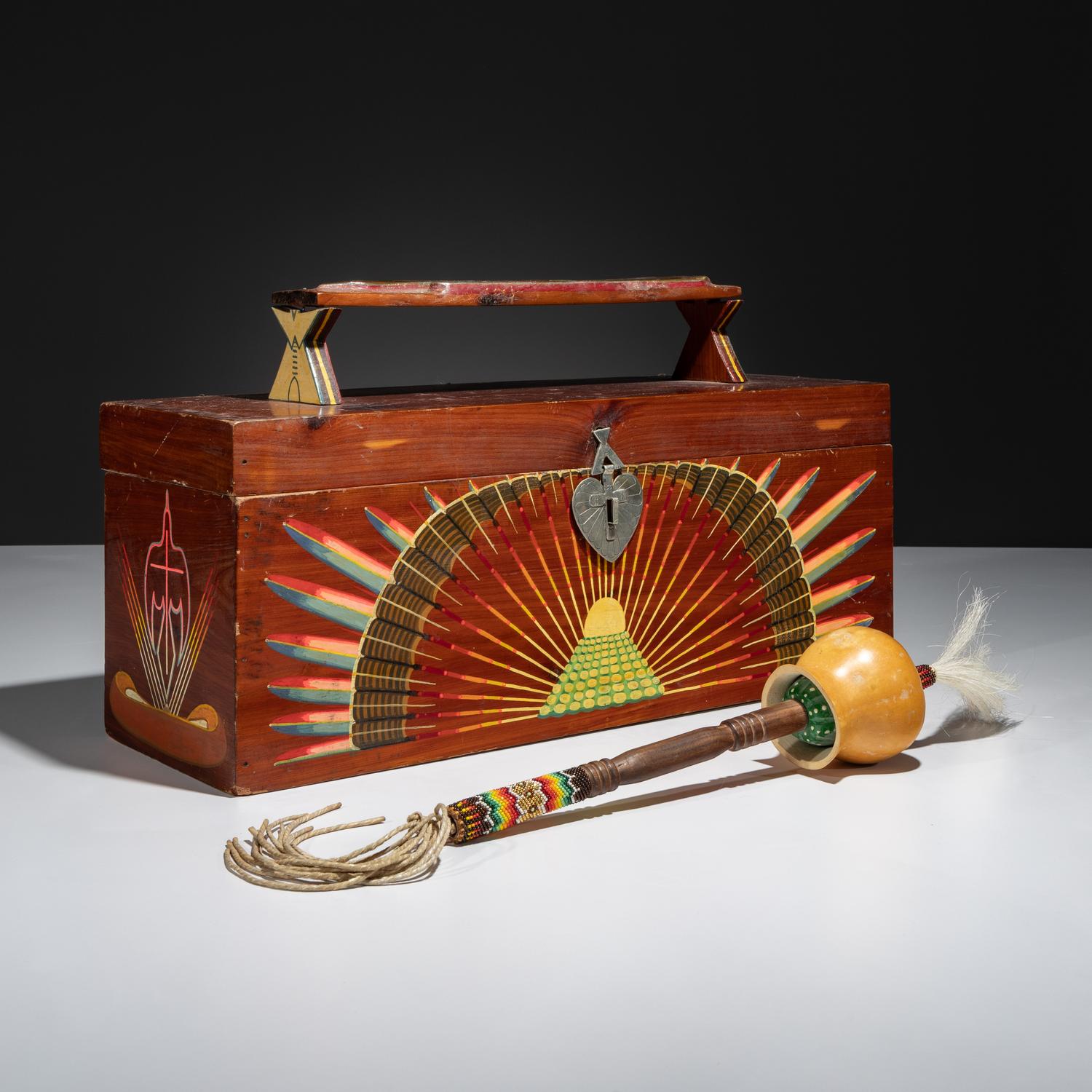 Painted Peyote Box, with Rattle