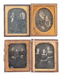 [EARLY PHOTOGRAPHY]. 8 half plate daguerreotype portraits of pairs and trios of subjects.