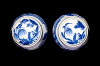 A Matched Pair of Chinese Blue and White Porcelain Covered Jars