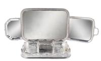 Four Silver-Plate Trays Width of widest 23 1/2 inches.