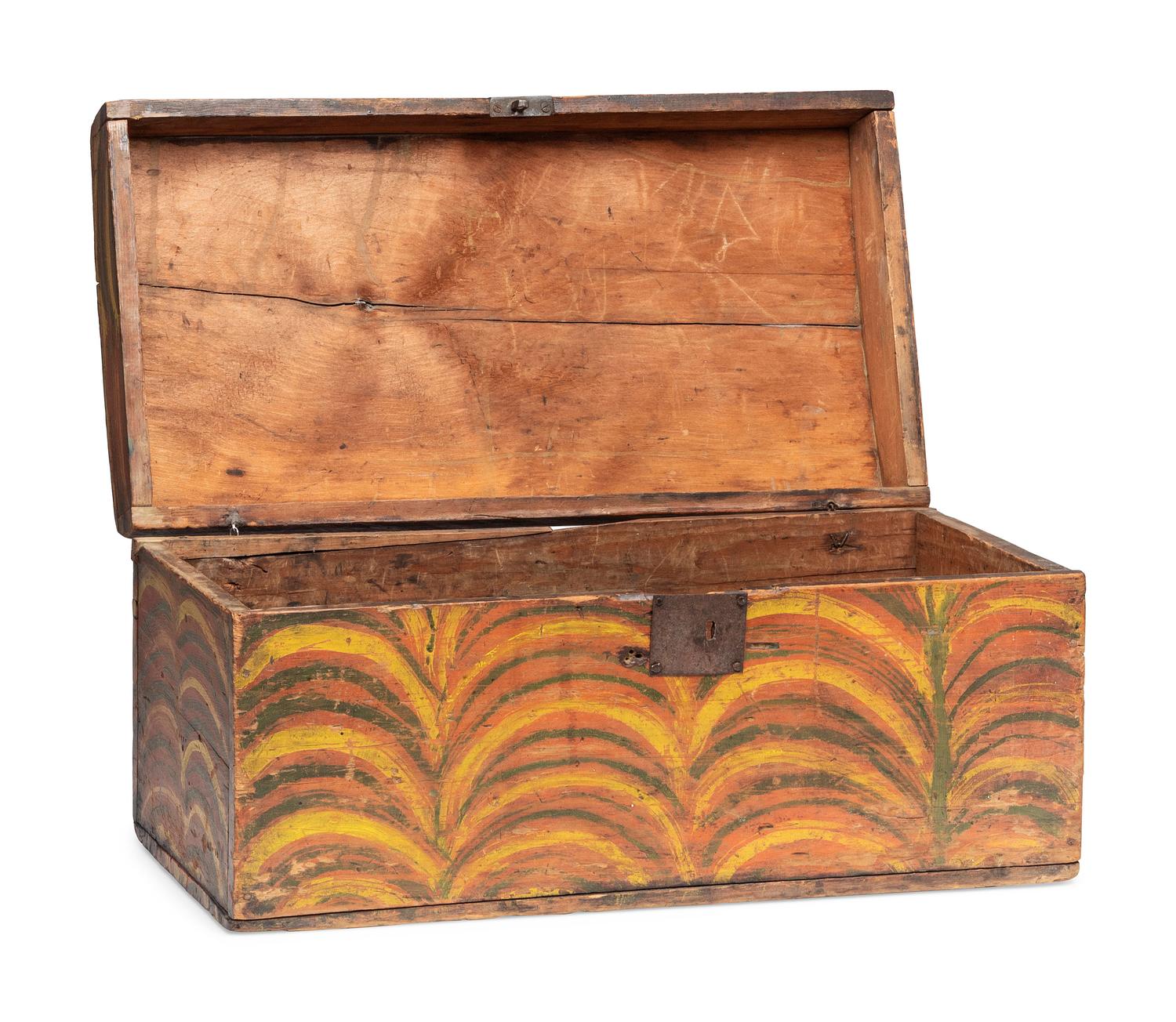 A Country Painted Pine Domed Top Blanket Box, 19th Century
