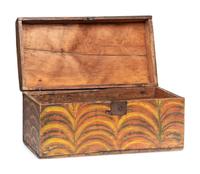 A Country Painted Pine Domed Top Blanket Box, 19th Century