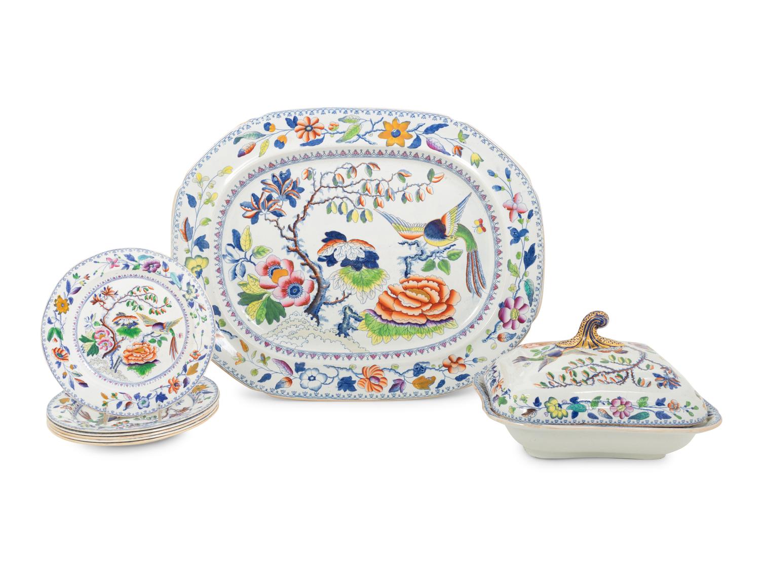 A Group of Eleven Davenport Flying Bird Ironstone Dining Articles