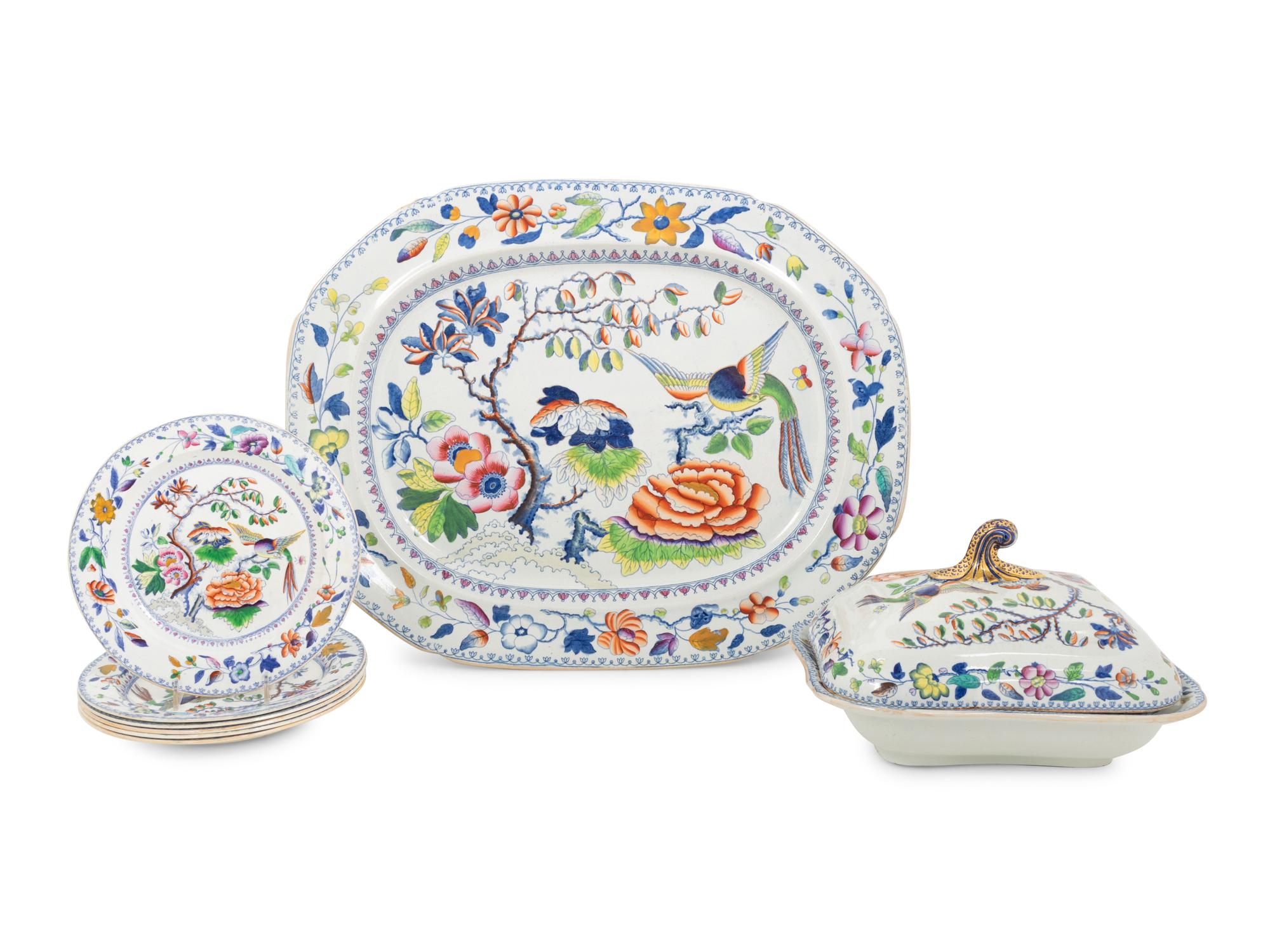A Group of Eleven Davenport Flying Bird Ironstone Dining Articles