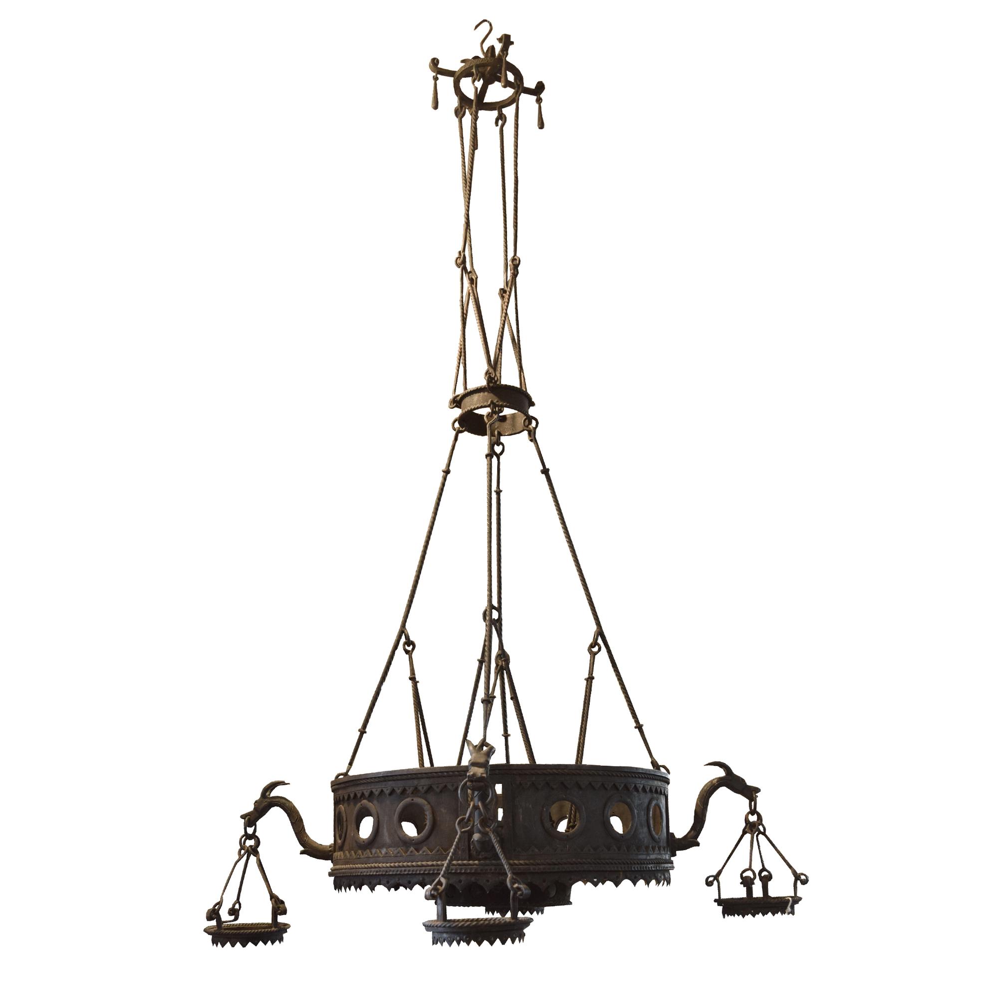 A Wrought Iron Light Fixture 47" W x 47" D x 77" H — Italy, 19th Century