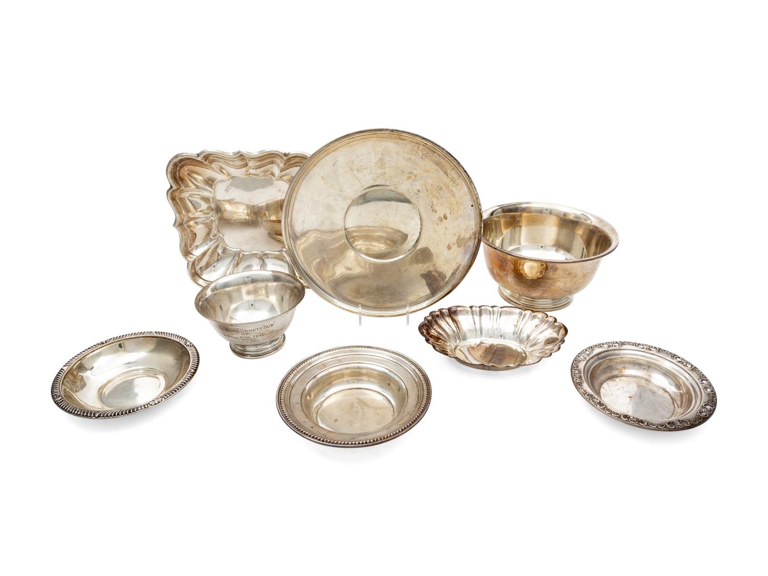 A Group of Eight American Silver Bowls