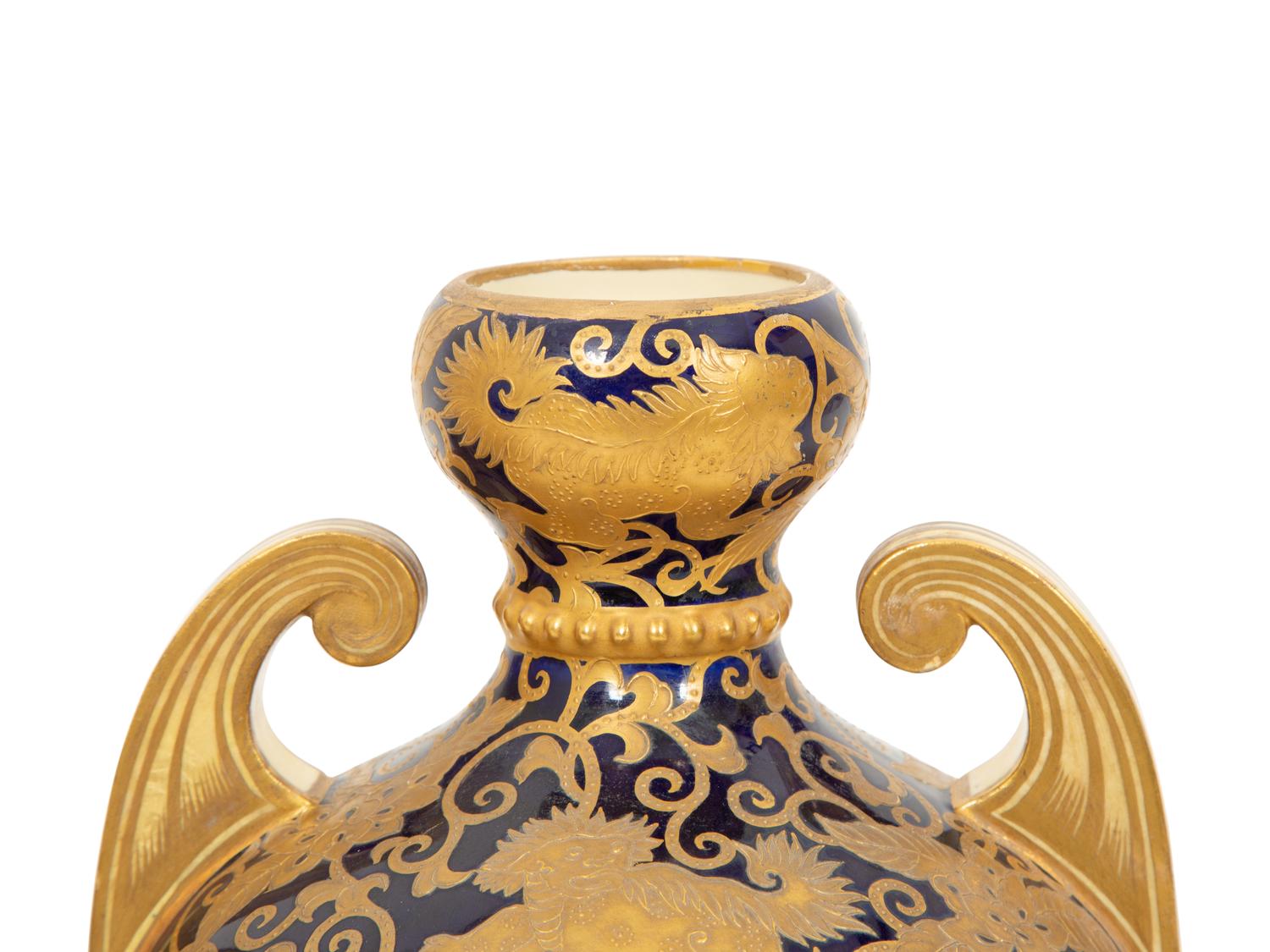 A Pair of Royal Crown Derby Porcelain Vases Retailed by Tiffany and Co.