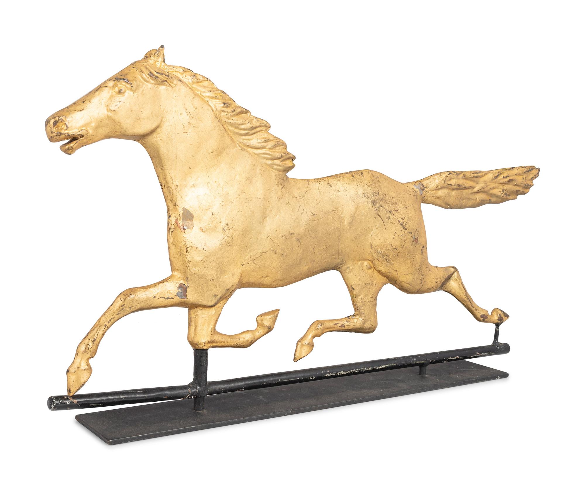 A Molded and Gilt Copper and Cast-Zinc Horse Weathervane