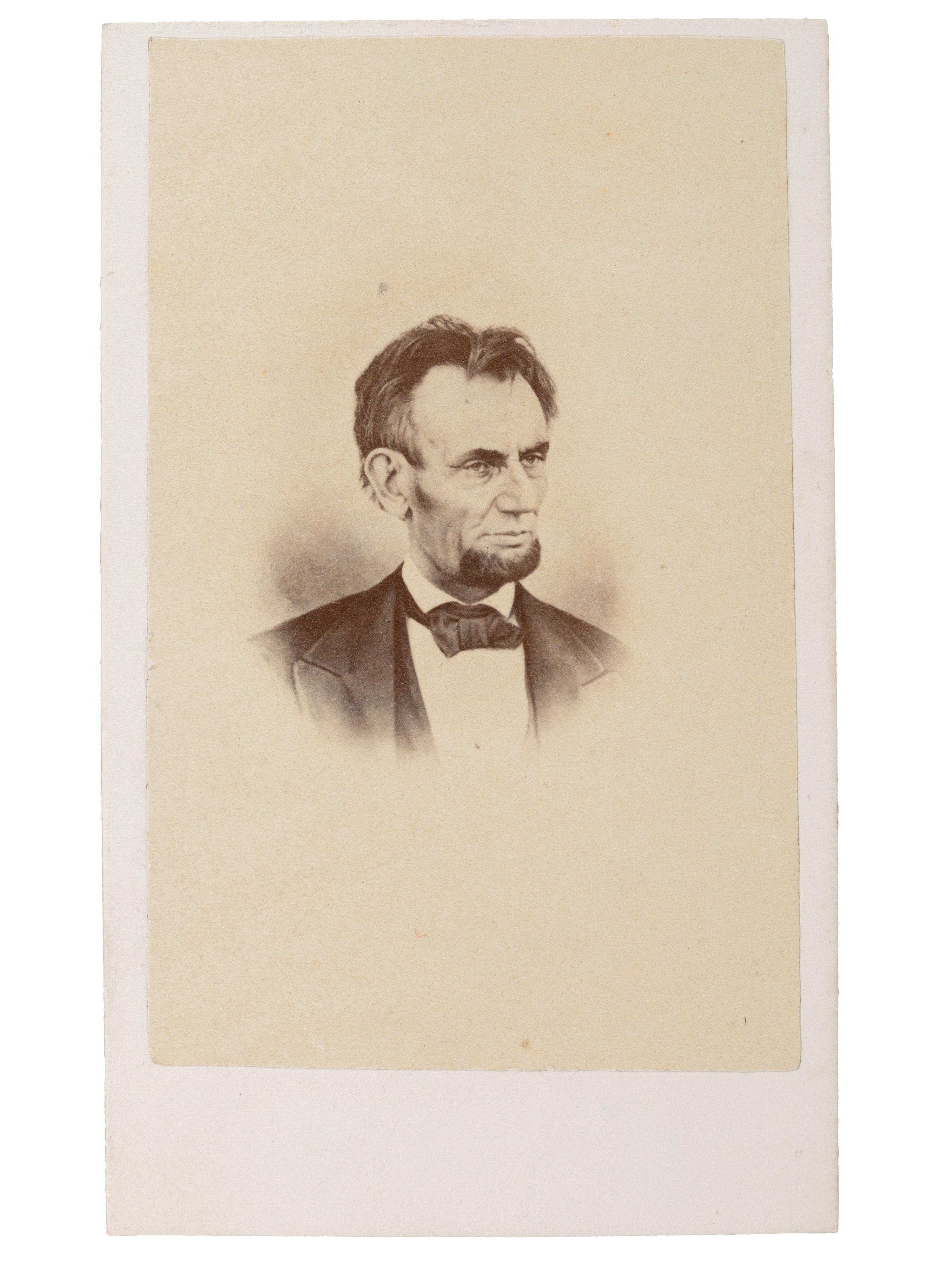 [LINCOLN, Abraham (1809-1865]. [WARREN, Henry F., photographer]. CDV, last known photo of Lincoln. 6 March 1865.