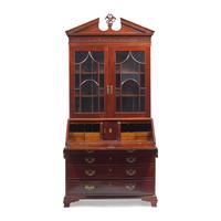 A George III Mahogany and Satinwood Secretary Bookcase