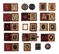 [EARLY PHOTOGRAPHY]. 18 sixteenth plate images of men, women, and children.