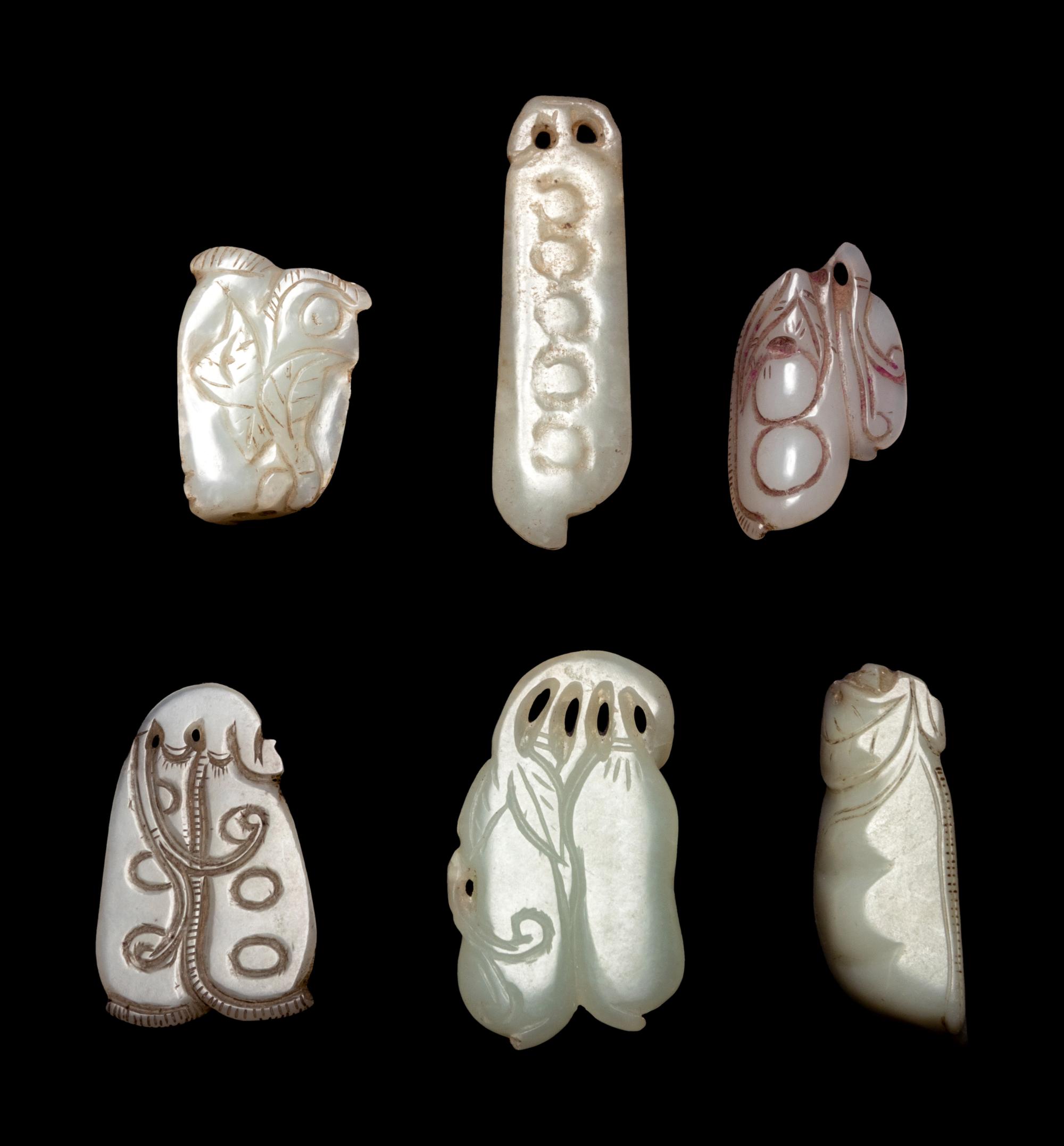 Six Chinese Jade Carvings of Beans