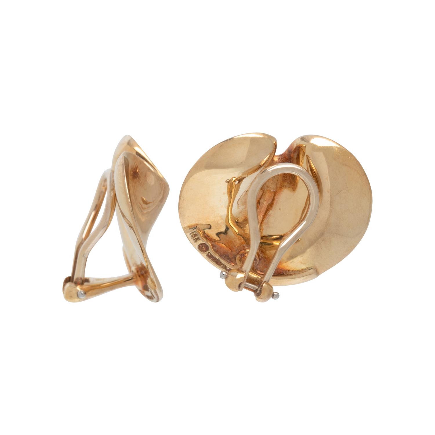 TIFFANY & CO., ANGELA CUMMINGS, YELLOW GOLD 'LILYPAD' EARCLIPS