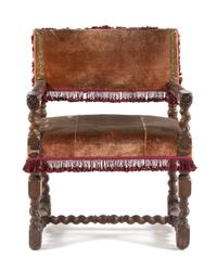 A French Baroque Walnut Armchair Height 32 1/4 inches. — FIRST QUARTER 17TH CENTURY