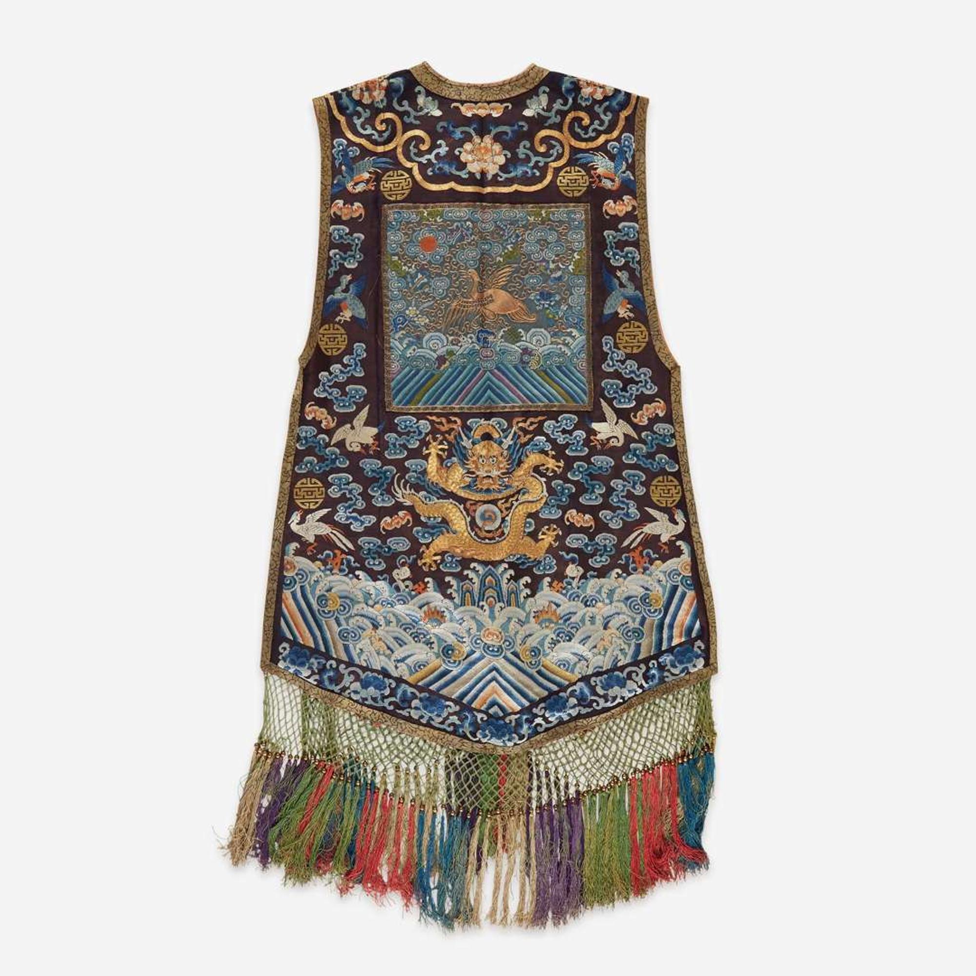 An unusual Chinese embroidered gauze woman's vest, Xiapei 刺绣女士马甲霞帔 Third quarter 19th century ???????