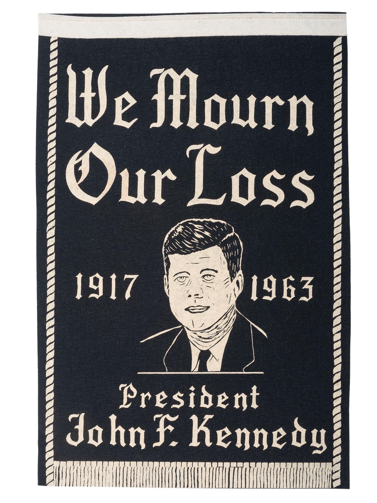 [CIVIL RIGHTS]. Double-sided memorial banner featuring Martin Luther King, Jr., and John F. Kennedy.