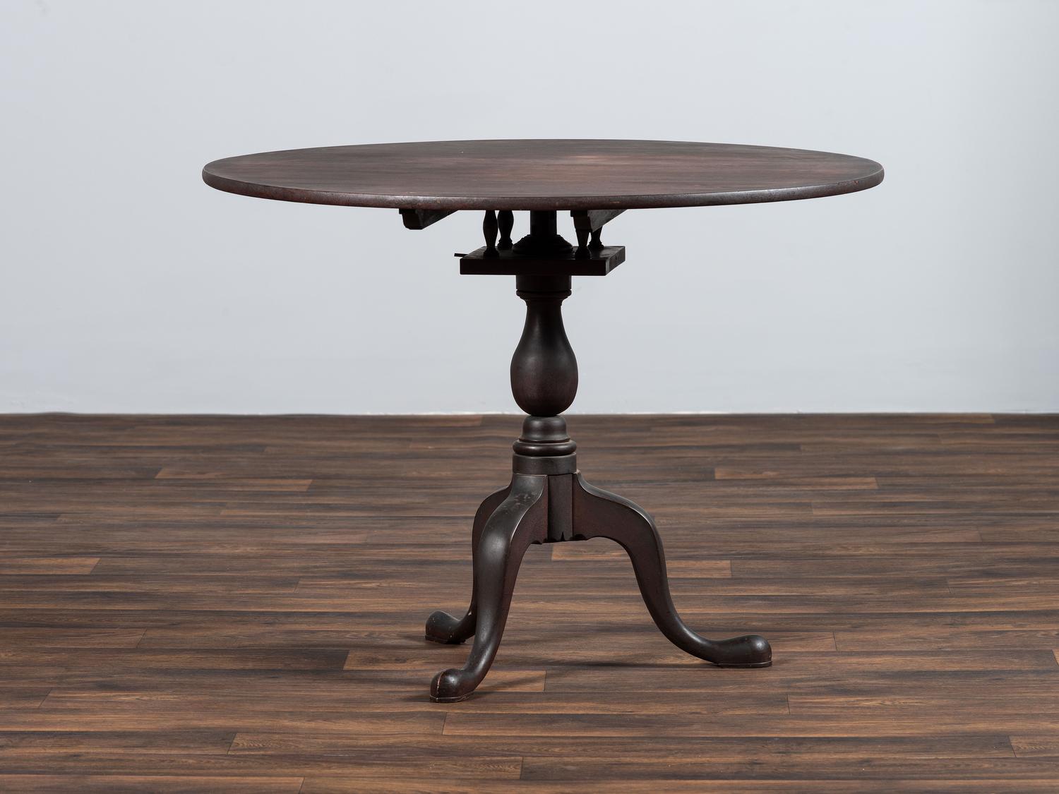 A Chippendale Turned Walnut Tilt-Tip Tea Table