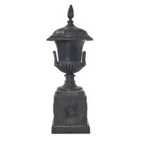 A Cast Iron Garden Urn and Pedestal