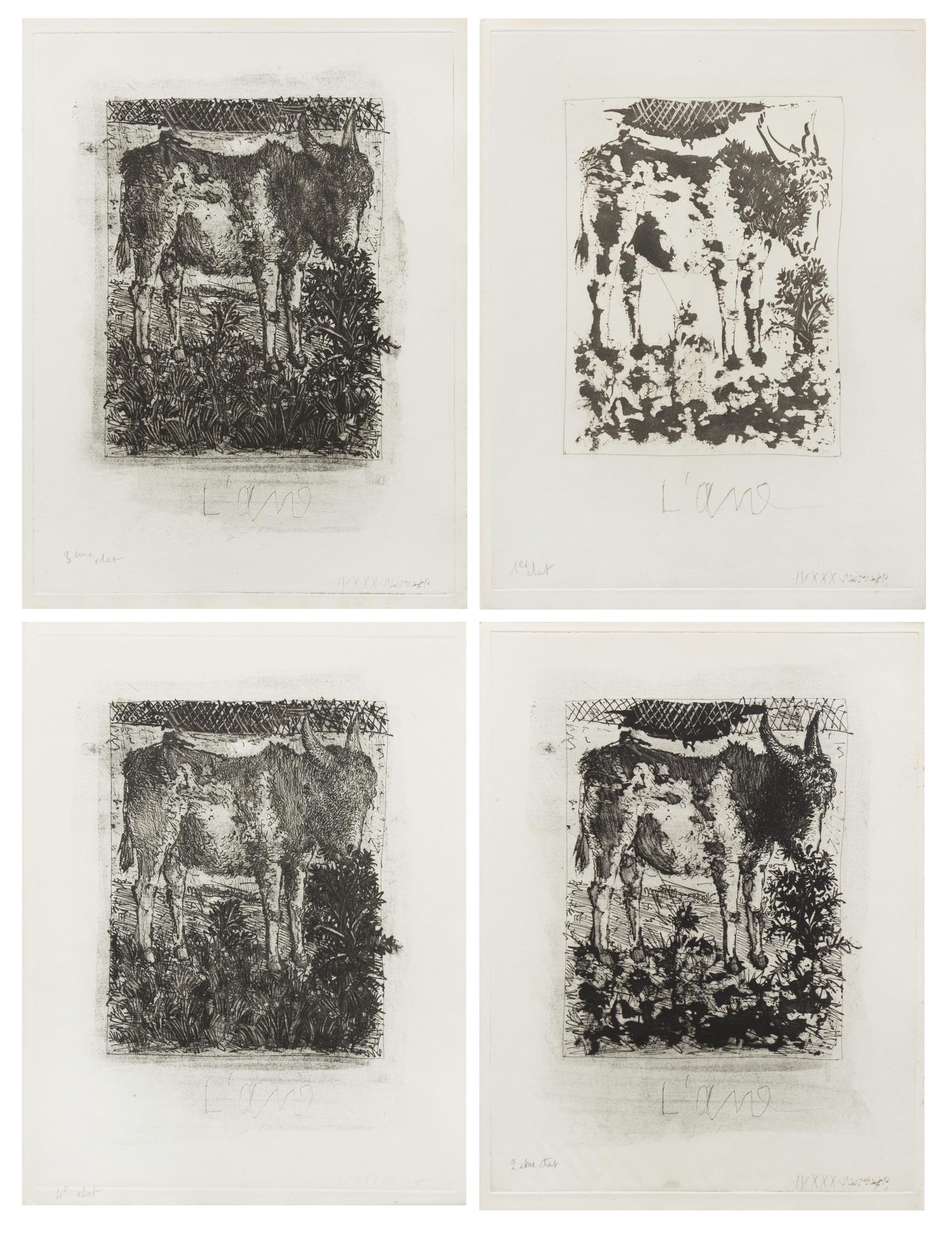 Pablo Picasso, (Spansih, 1881-1973), L'ane (from Buffon's l'Histoire Naturelle), 1942 (a collection of 4 works comprising of states I,