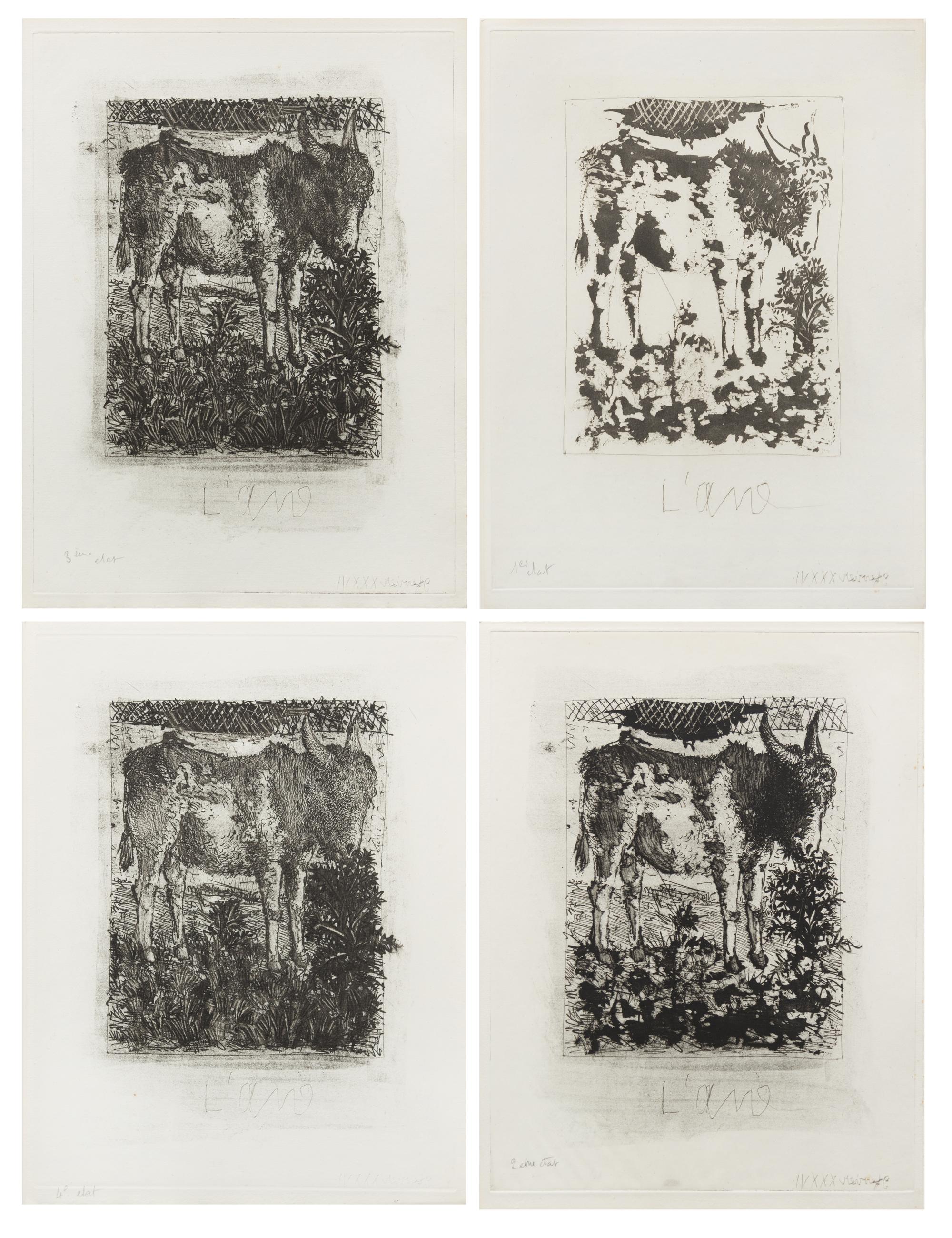 Pablo Picasso, (Spansih, 1881-1973), L'ane (from Buffon's l'Histoire Naturelle), 1942 (a collection of 4 works comprising of states I,