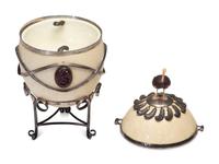 Two Silver-Mounted Ostrich Eggs